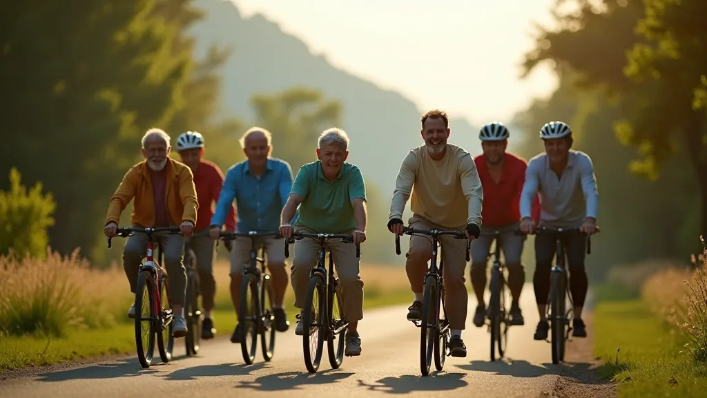 Senioru kopiena vienojas velopromenādes brauciena laikā